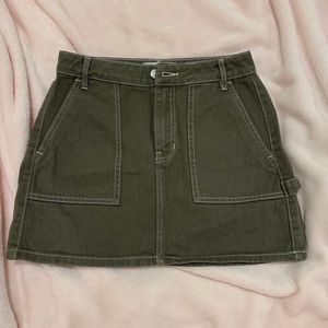 Army green denim skirt